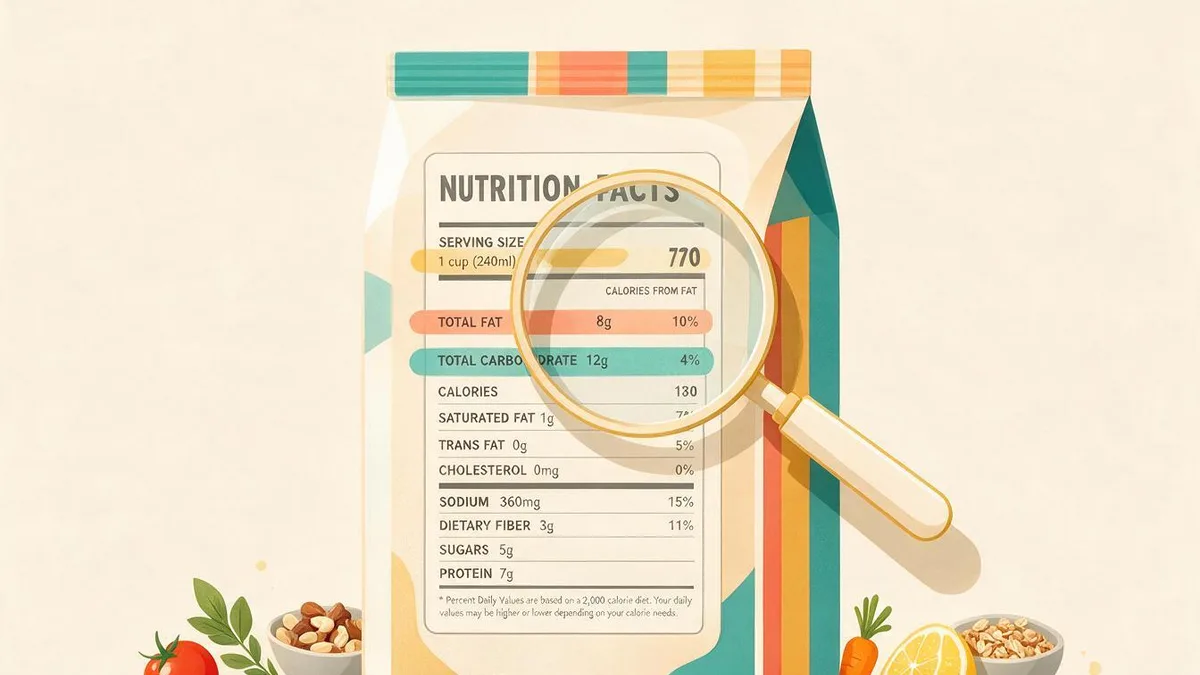 A nutrition food label marked up to show serving size, protein, carbs, and fat for counting macros